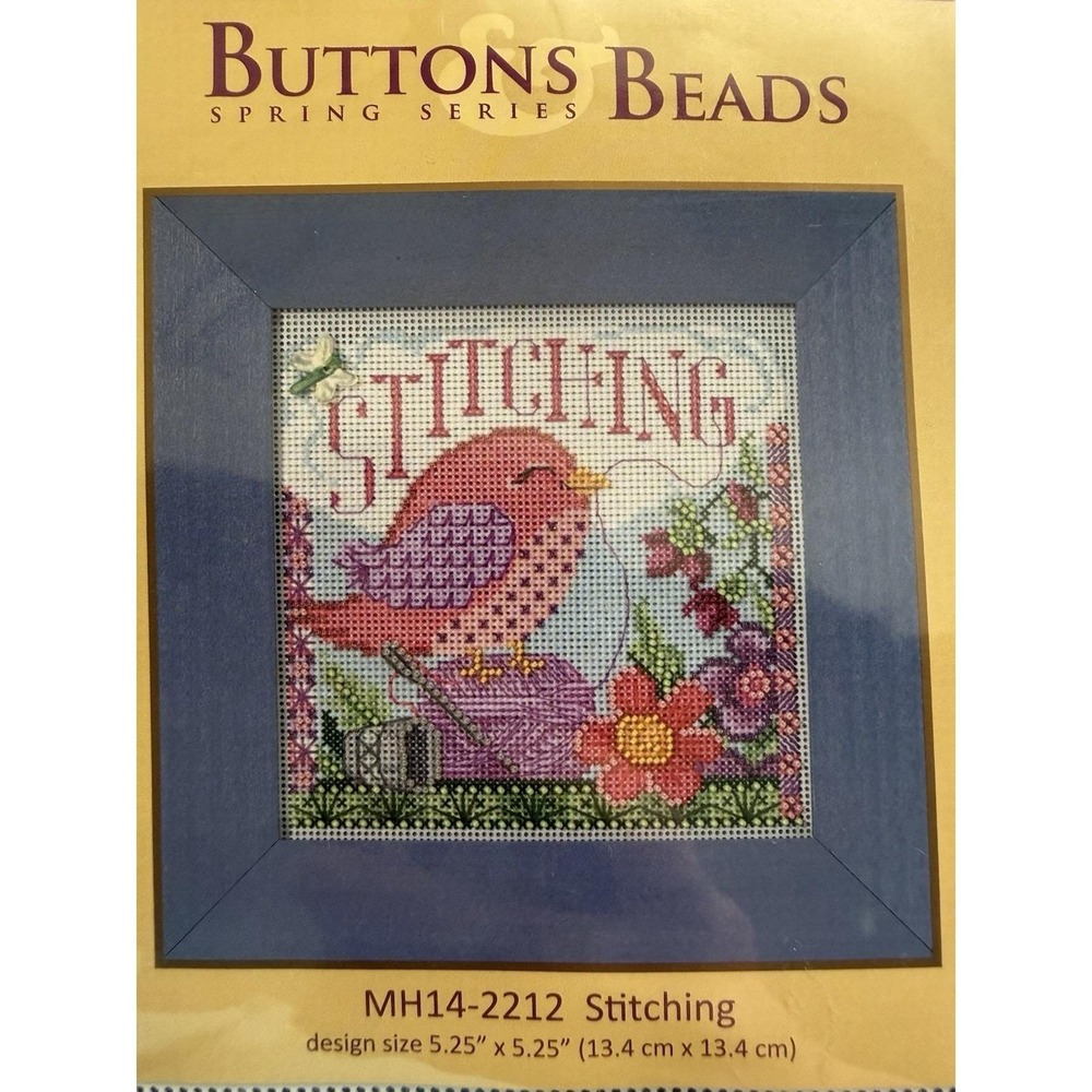 Mill Hill Buttons & Beads Spring Series Kit Stitching w Ceramic Dragonfly Button